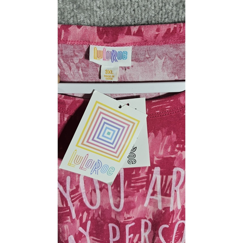 Lularoe YOU ARE MY PERSON Top Womens Size 3XL Pink Stretch Short Sleeve Tee New - Picture 3 of 9